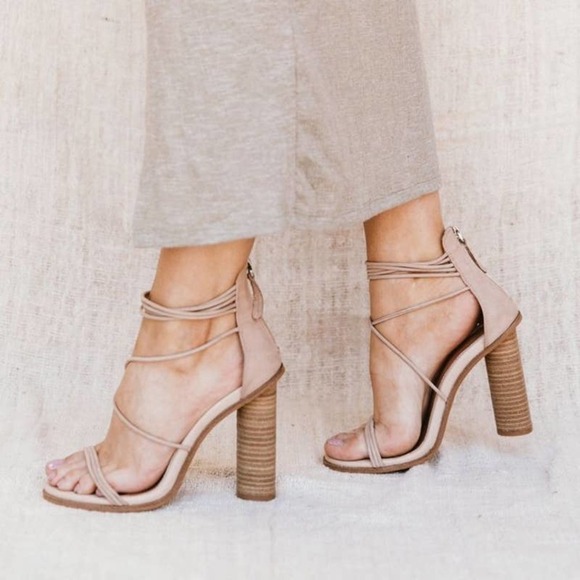 Alia Mae Boho Grey Strappy Leather High Heel Aflux Sandals Size 39 - Picture 1 of 13